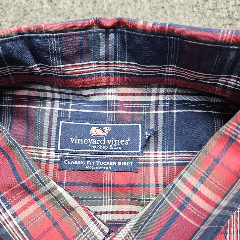 Vineyard Vines Men's XXL Slim Fit Tucker Shirt Stretch Blue Red Check Button - Picture 4 of 10